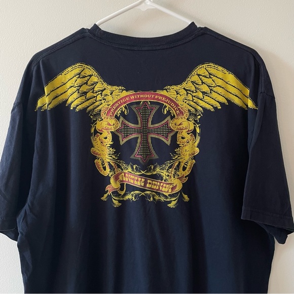 Antik Denim Graphic wing T-Shirt Handcrafted in USA Tees XL has Tiny holes - Picture 4 of 6